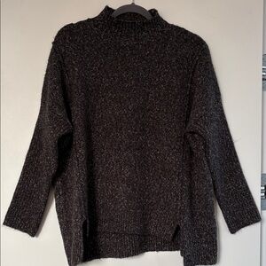 John + Jenn Oversized Charcoal Marled Mock Neck Sweater M EUC